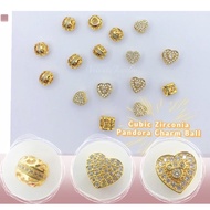 [VJ]<C9>Accessories CZ Blink Blink Charm Ball/Beads 999.9 Bangkok Gold Plated {Bead}
