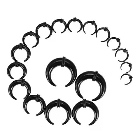 18Pcs Acrylic Septum Pincher Tapers C Shape Buffalo Ear Taper Kit Stretching Expander Rings for Nose
