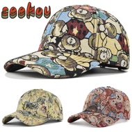 SEEKOV Cute Bear Baseball Cap, Cotton Cartoon Unisex-Teens Caps, Little Bear Print Bear Print Duckbi