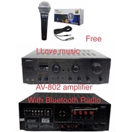 【100% Original】◈Konzert AV-802 Amplifier 500W x 2 With bluetooth/usb/FM RADIO FREE PLATINUM MIC