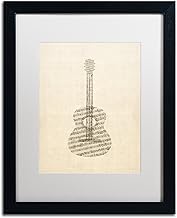 Acoustic Guitar Old Sheet Music by Michael Tompsett White Matte Black Frame 16x20-Inch