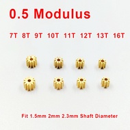 1PCS 0.5M Copper Pinion Gear 7T 8T 9T 10T 11T 12T 13T 16T Teeth Toy Parts Metal Gears Hole 1mm-2.3mm