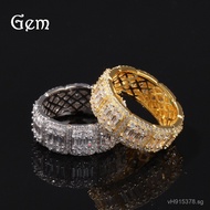 Zircon Ring New Hot Sale Inlaid with Zircon Stone Personality Hip Hop Copper European and American C