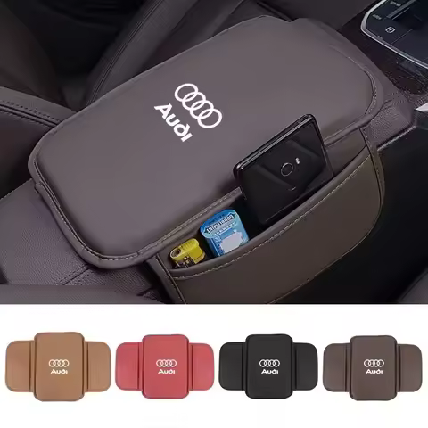 New Car Armrest Box Pad Universal Leather Armrest Cushion with Pocket Central Memory For Audi A3 A4 