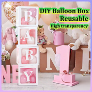 Kotak Belon 30*30CM DIY A-Z Transparent Balloon Box Birthday Party Alphabet Decoration Boy Girl Show