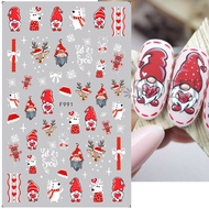 F991 Red and White Christmas Nail Art Stickers 3D Cute Gnomes Reindeer Santa Claus Gingerbread Man S