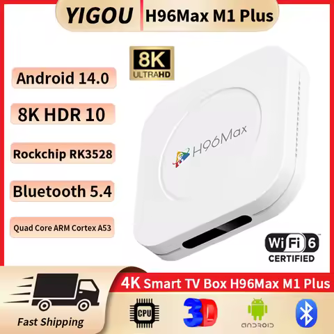 New H96 MAX M1 PLUS RK3528 Smart TV Box Android 14 Smart TV Box 4GB 128GB Wifi6 BT5.4 8K HD Google V
