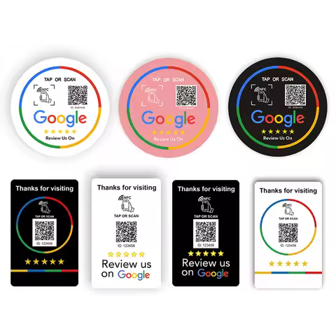NFC Stand 215 Programmable QR code TAP Google Review Acrylic Stickers Card NFC Station Table 13.56Mh