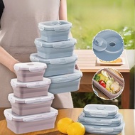 4-piece silicone foldable lunch box bento rectangular with lid food storage container