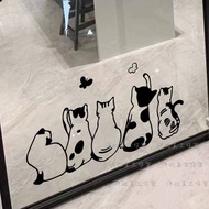 [In ] [In ] Ins Cute Cat Wall Stickers Milk Tea Pet Shop Window Wall Decoration Stickers Glass Sliding Door Mirror Stickers