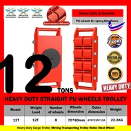 12 TON STRAIGHT 8 Polyurethane PU WHEELS INDUSTRIAL CARGO TROLLEY MOVER DOLLY TROLLEY LIFTER CARRIER