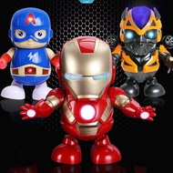 Spotify Premium Spiderman Captain America Hulk Iron Man Thanos Electric Toy Luminous Dancing Robot Anime Figure Action Kids Toys [ZK]