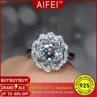 Eight Hearts and Eight Arrows Double-Layer Plum Blossom 1 Karat Moissanite Open Ring Jewelry-Aifei