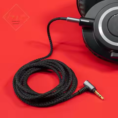 Cool Black Nylon Audio Cable For Audio Technica ATH M50x, ATH M40x , ATH M70x , ATH M60X Headphones 