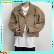 XMAN S-5XL Men's Fashion Crop Tops Long Sleeves Solid Color Suit Jacket