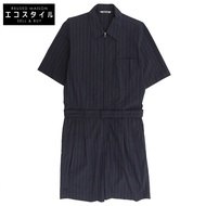 AURALEE FINX NYLON STRETCH JUMPSUIT Striped Overalls, Men's, Navy, Size 3, A21ST03FN