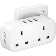 LENCENT USB Plug adaptor Extension with 3 USB Ports, 2 Way USB Socket Extension, 5-in-1 USB Outlet Plug Extender