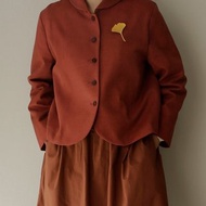 焦糖加厚棉麻 小元寶領休閒通勤西服外套