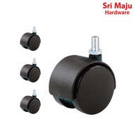 MAJU T5-SM8 (4’s) Twin Wheel Caster 50mm M8 Thread Screw Stem Coffee Meja TV Table Chair Skru Roda K