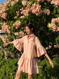 เดรส เชิ้ต Crepe Dress - Peach Ps Story