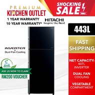 Hitachi 443L Refrigerator 2 Door R-VGX490PM9(GBK) | R-VX490PM9 BBK *Old Model R-V490P8M BBK