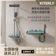 Full Set of Constant Temperature Shower Head Set Copper round Bathroom BathLEDDigital Display Toilet Supercharged Shower