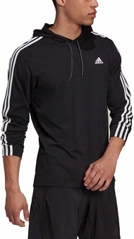 Mens Lightweight Pullover Hoodie T-Shirt (Large, Black/White)