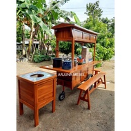 Teak ANGKRINGAN Cart Complete 3-wheel+furnace