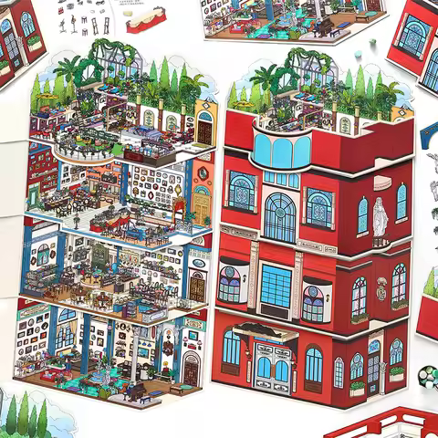 Mr. Paper Open Today Series 33 Stickers, 4pcs Large Size Scene Stickers for Shop Theme Journaling & 