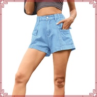 Eyouth 20124 Women Pocket Flare Denim Shorts