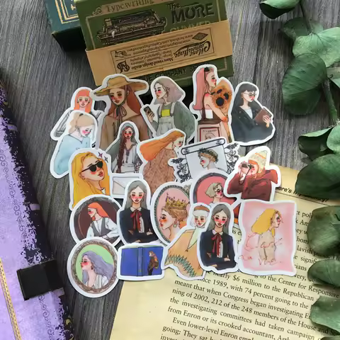 Girls in sunny spring day travel Stickers Scrapbooking Craft Diary Album Phone Computer Seal Sticker