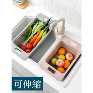 加大可伸縮瀝水籃 Colander extensible廚房水槽蔬菜置物架家用塑料水池碗碟架瀝水碗架 #0550