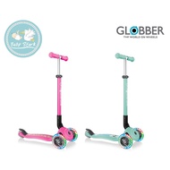 Globber Primo Foldable Fantasy Lights Scooter - Neon Pink Flowers / Mint Buddy
