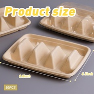 50 Pcs Disposable Taco Holder for Party, 3 Compartments Paper Taco Tray Holder, Disposable Taco Plat