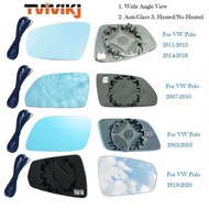 Tt TVYVIKJ Side Rearview Mirror Blue Glass Lens For VW Polo 2002-2020 Five Ration Wide Angle View