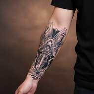 Black Knight Wings Waterproof Temporary Sticker Tattoo, Arm Art for Both Men and Women