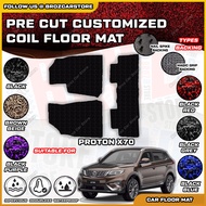 🚗 For Proton X70 PRE CUT Customized Car Floor Mat Coil Mat Set 12-18mm Carpet Kereta Spike Grip Backing Carmat