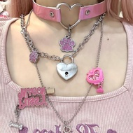 y2k Accessories y2k Millennium Style y2k Charm Asian Culture Collar yk2 Hot Girl Love choker & Lock 