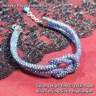 High-End Crystal Rope Bracelet Can Set Wrist Size Aurora Borealis Color HandMade