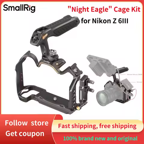 SmallRig "Night Eagle" Cage with Top Handle for Nikon Z 6III Z8 Z5 Z7 Cage with Cable Clamp,Gold Rin