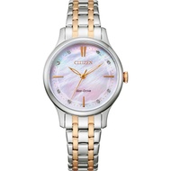 CITIZEN ECO-DRIVE EM0896-89Y SOLAR PINK DIAL TWO-TONE STAINLESS STEEL WOMEN'S WATCH
