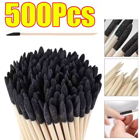 1-500Pcs Sanding Sticks Double Head Nail Grinding Wooden Stick Manicure Drill Grinding Stick for Pla