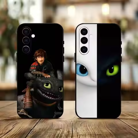H-Hiccup and Toothless Phone Case For Samsung Galaxy A73,A72,A71,A70,A53,A52,A51,Soft Silicone Black