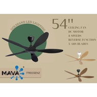MAVA FREESENZ 54'' SLIM CEILING FAN WITH REMOTE CONTROL 8 SPEED DC MOTOR REVERSE FUNCTION 5 BLADES