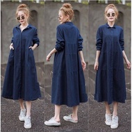 Dress Midi Bahan Jeans Denim