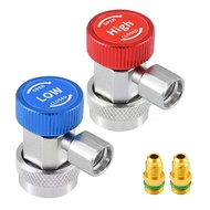 (QBEP) R134A H / L Auto Car Quick Coupler Connector Brass Adapter Air Conditioning Refrigerant Adjus