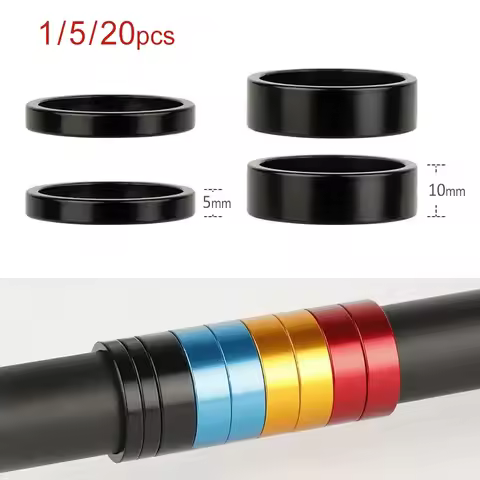 Bicycle Front Fork Standpipe Aluminum Spacer 1-1/8" 28.6mm Headset Stem Adjust Washer 5mm/10mm Heigh