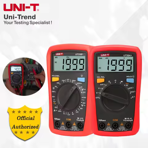 UNI-T UT33+ series handheld digital multimeter UT33A+/UT33B+/UT33C+/UT33D+; LCD backlit display