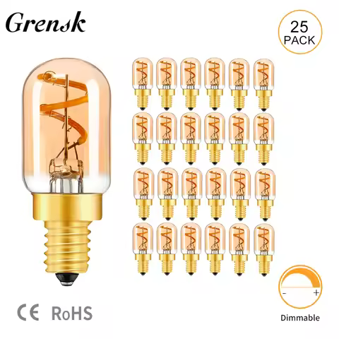 T22GS Tubular Led Bulb 1.5W Spiral Filament Mini Light Lamp E14 Base 220v 2200K Warm Yellow Amber Gl