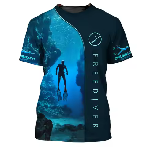 Men's T-Shirt Summer Clothing Diving Printed 3d T-Shirt Short Sleeve Tops Casual Oversized Apparel T